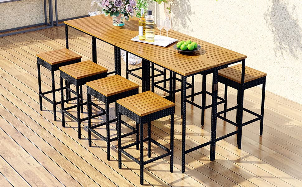 Amazon.com: 10-Piece Outdoor Patio Wicker Bar Set, Garden PE